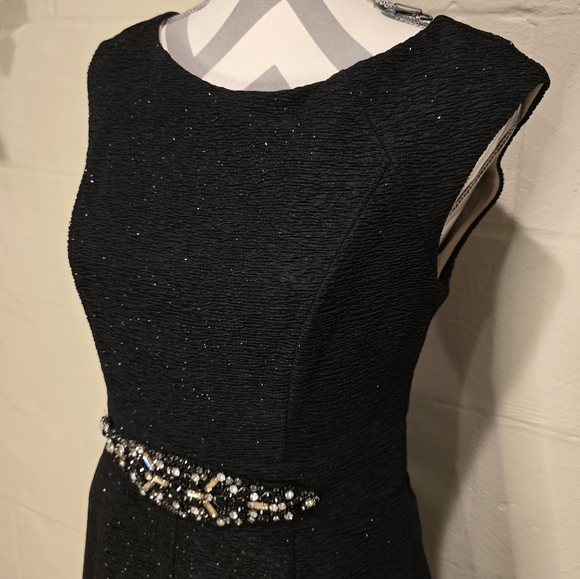 ELIZA J Embellished Sparkle Cocktail Fit & Flare Sleeveless Jeweled Dress BLK  8 - Picture 5 of 16